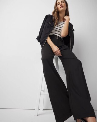 新品andmary Highwaist ribbon pants black High-Rise Belted Wide Leg Trouser | White House Black Market